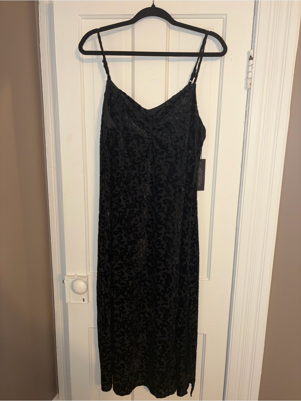 Black Velvet Slip Dress - Women's